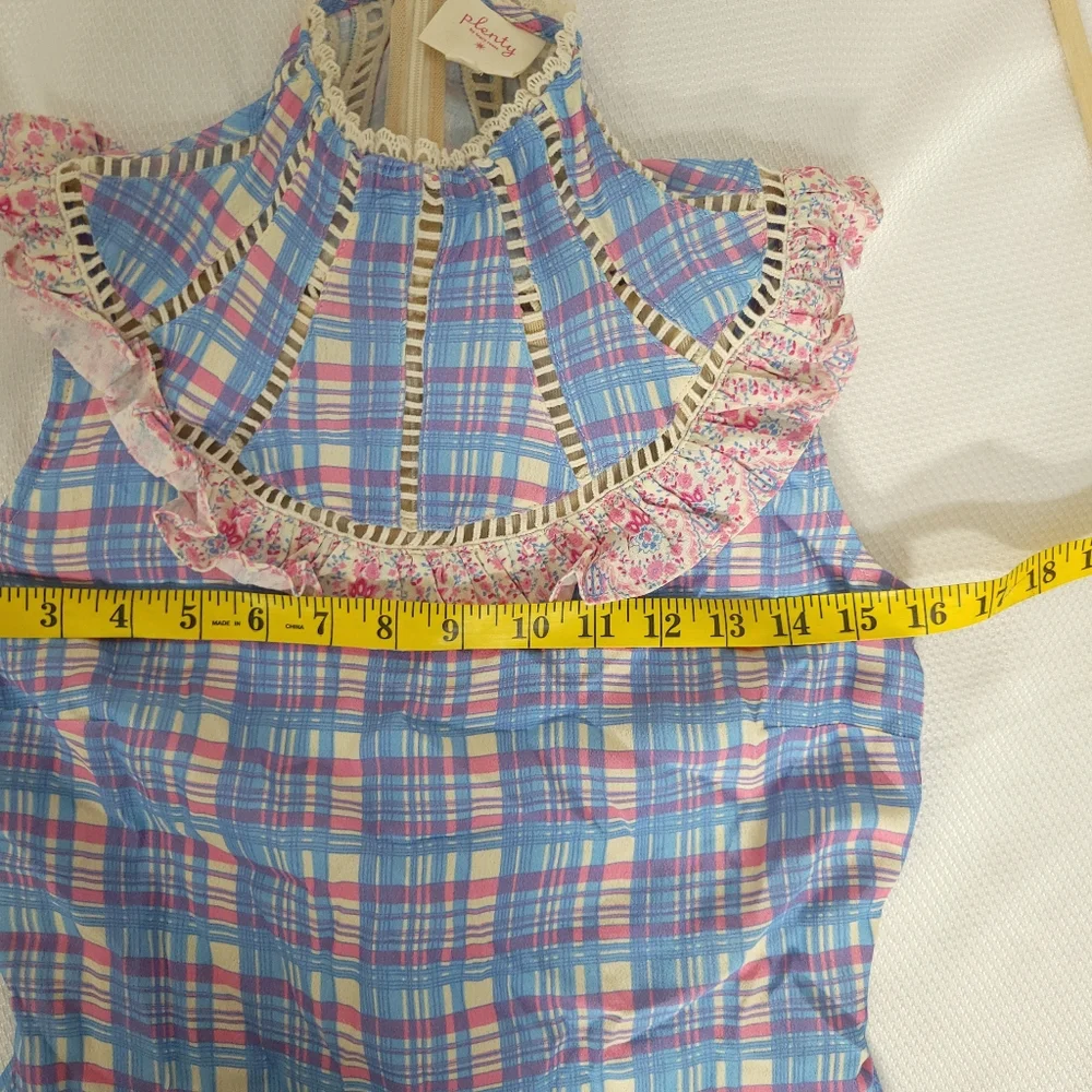 Anthropologie Plenty by Tracy Reese Plaid Ruffle Flower Mini Dress, size xsp. - Picture 13 of 16